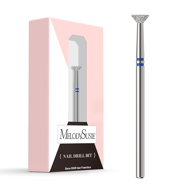 MelodySusie 5mm Inverted Tapered Cuticle Clean Nail Drill Bit 3/32'', Professional Safety Carbide Diamond Under Nail Cleaner for Cuticle Dead Skin Nail Prepare, Beginners Bits, Series Bit-S, Medium
