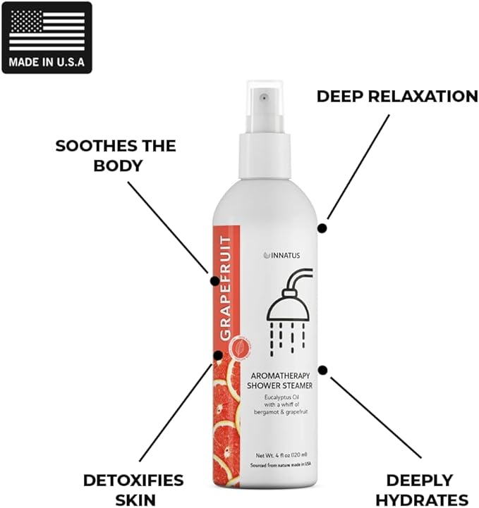 Soothing Shower Spray – 4oz Aromatherapy Shower Steamer Mist for a Spa-Like Experience – Relieves Stress & Elevates Your Shower – All-Natural Essential Oils (Grapefruit)