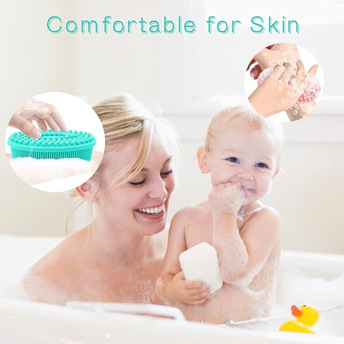 3 Pack Silicone Body Scrubber, Soft Silicone Loofah Exfoliating Body Scrubber, Silicone Body Brush Bath Shower Scrubber for Body, 2 in 1 Bath and Shampoo Wash Brush for Skin Exfoliation Men Women