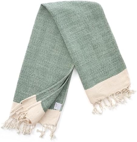 BAY LAUREL Turkish Hand Towel – Pack of 2 | Soft & Absorbent Decorative Towels for Bathroom, Hand, Face, Hair, Gym, Yoga, SPA, Kitchen & Tea | Boho Decor(Army Green, Herringbone 15x26 Inches(Set of 2) - Image 4