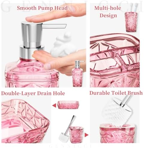9-Piece Pink Bathroom Accessories Set Complete with 4 Gallon Trash Can - Image 5