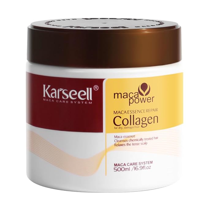 Karseell Collagen Hair Treatment Deep Repair Conditioning All Hair Types 16.90 oz 500ml + Argan Oil Hair Serum for Dry Damaged Hair 50ml