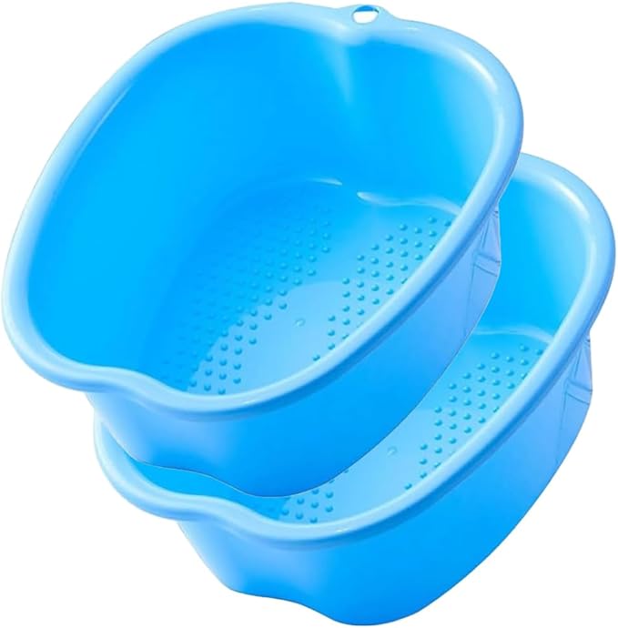 Foot Soaking Tub Sturdy Soaking Feet Bucket Large Size Foot Basin Thickened Massager Tub with Raised Massage Nodes Exfoliation Callus Pedicure Foots Spa Bath Bucket (2 PCS Blue)