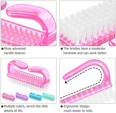 Larbois Handle Grip Nail Brush, Hand Fingernail Brush Cleaner Scrubbing Kit Pedicure for Toes and Nails Men Women (4 Pack) (Color-2) - Image 5
