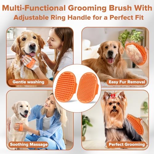 Augwind 6PCS Grooming & Bath Supplies for Dogs, Cats | Dog Washing Gloves | Dog Bath Brush | Dog Shower Brush | Pet Grooming Gloves | Dog Grooming kit | Pet Supplies for Showerhead & Sprayer (Orange) - Image 5