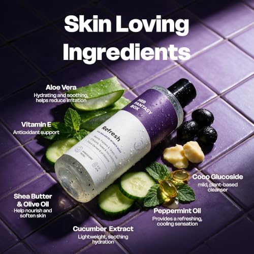Her Fantasy Box | Refresh pH Balancing Shower Gel - Natural Feminine Hygiene Solution for Gentle Cleansing, Odor Control, and Skin Nourishment - pH-Balanced Formula for All Skin Types (16 oz) - Image 3