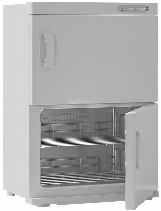 TABU Hot Towel Warmer Cabinet, 46L Extra Large Professional Towel Heater with Stainless Steel Racks & Water Drip Tray, for Spa, Salon, Barber and Home,White