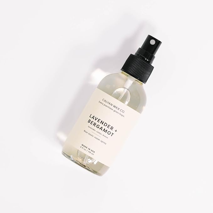 Calyan Wax Co. Lavender & Bergamot Room Spray - Non Toxic Air Freshener - Natural Room Deodorizer with Essential Oils - Air Freshener Spray for Home - 4 fl oz