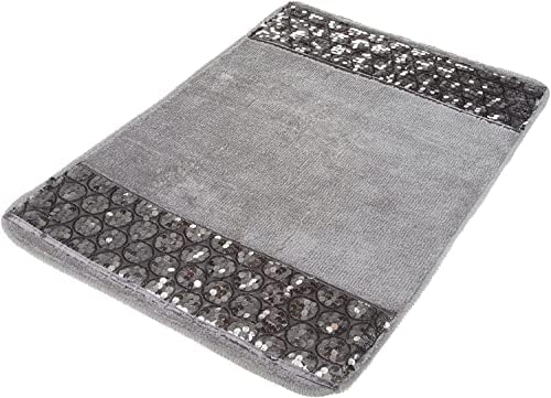 Zahari Home Sinatra Modern Bathroom Rug Classic Luxury Bath Rug Contemporary Decor Silver Bath Mat for Shower Unique Design Stylish Bathroom Rug Bath Shower Tub Decor Bling Silver - Image 4