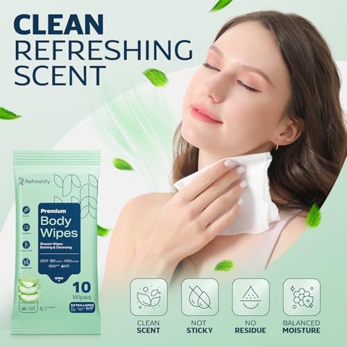 100 XL Shower Wipes Body Wipes for Adults Bathing No Rinse for Women & Men - Image 3