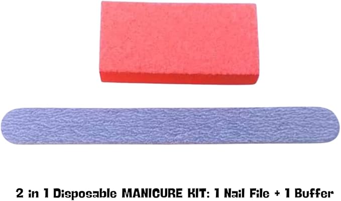 Disposable Nail Care Kit Set, 4-in-1 Pedicure Kit w/Pumice Sponge and 2-in-1 Manicure Kit w/Buffer for Nail Salon or Home Use - Travel Friendly – Colors May Vary (Pack of 1 with Nail Decor Box)