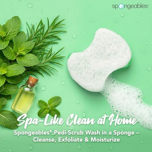 Spongables Pedi Scrub Foot Exfoliating 20+ Wash Sponge, Mint, 1 Count - Image 2