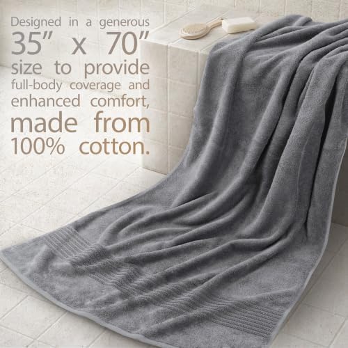 Cotton Paradise 100% Cotton Turkish Towel Set, Soft Absorbent Quick Dry, 2 Piece 35x70 Bath Sheet Set, Light Grey - Image 2