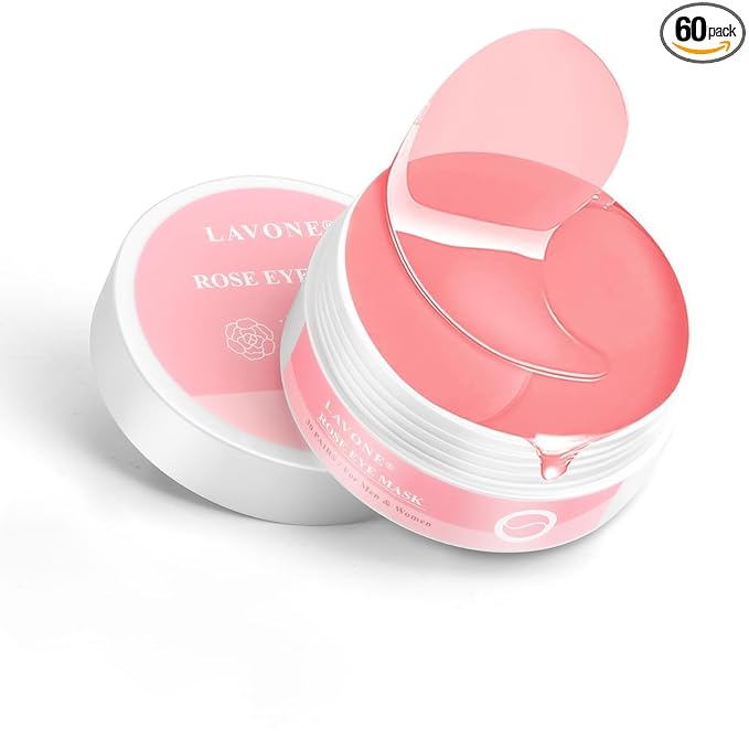 LAVONE Eye Mask - 30 Pairs Rose Under Eye Patches Skin Care Products,Eye Masks Skincare for Dark Circles and Puffiness, Reduce Wrinkles, Eye Bags and Fine Lines, for Women and Man - Pink