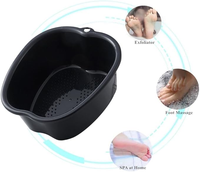 Foot Soaking Tub Sturdy Soaking Feet Bucket Large Size Foot Basin Thickened Massager Tub with Raised Massage Nodes Exfoliation Callus Pedicure Foots Spa Bath Bucket (Black)