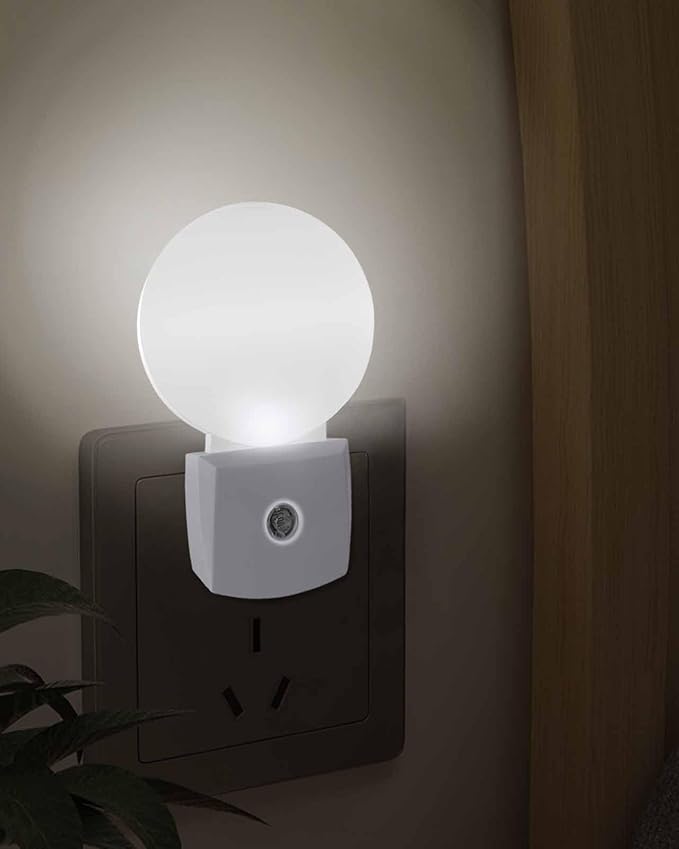 Night Lights Auto Sensor Grey Ombre Night Light Solid Color Round Lamp Plug-in LED Nightlights Dusk to Dawn for Living Room Bedroom Bathroom Hallway Wall Decor