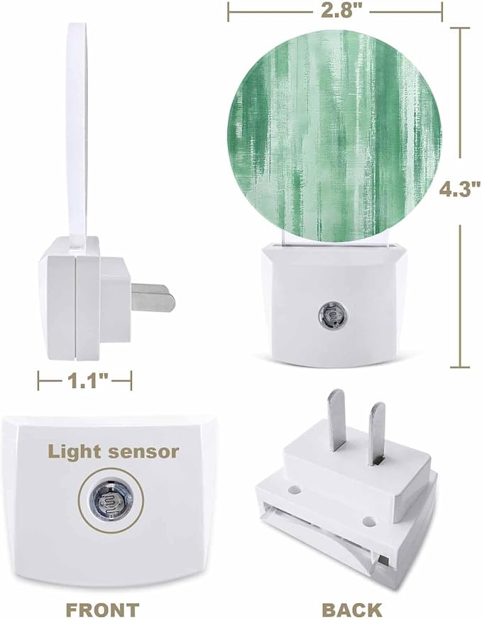 Night Lights Auto Sensor Green Abstract Graffiti Night Light Art Painting Round Lamp Plug-in LED Nightlights Dusk to Dawn for Living Room Bedroom Bathroom Hallway Wall Decor