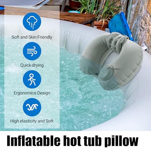 MABOZOO U-Shaped Hot Bathtub Pillow,Inflatable Spa Pillows for Hot Tub with Adjustable Button for Shower, Neck Support Headrest & Leg Pillow for Relaxation Spa Soak in Bathtub - Image 3