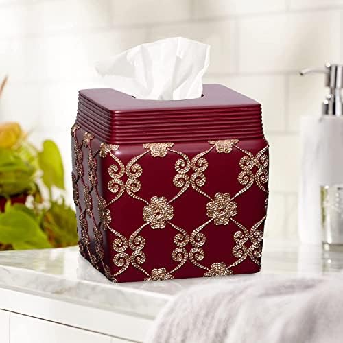 Zahari Home 2pc Elegant Rose Luxury Bathroom Accessories Set Modern Shower Basket & Tissue Box Classic Luxury Contemporary Decor Beautiful Unique Design Stylish Bathroom Accessories Set - Image 3