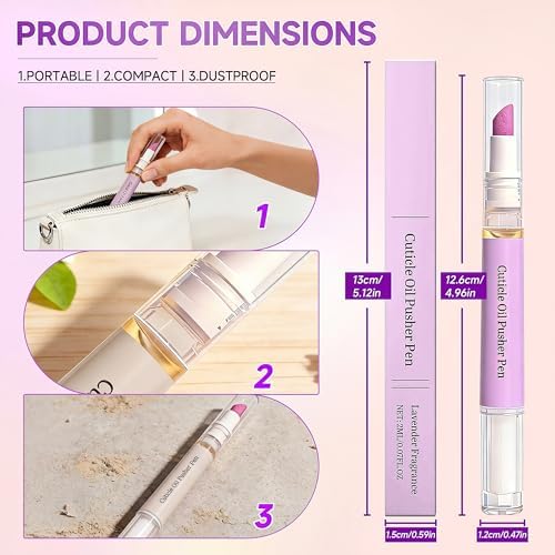 2 Pcs 2-in-1 Cuticle Oil Pusher Pen - 2026 New Ceramic Cuticle Pen,No Leak Travel Size Cuticle Pusher Pen With Oil,Moisturizing And Brightening Instant Keratin Removal Tool For Dry Damaged Nails - Image 6