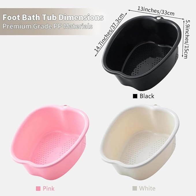 Foot Soaking Tub Sturdy Soaking Feet Bucket Large Size Foot Basin Thickened Massager Tub with Raised Massage Nodes Exfoliation Callus Pedicure Foots Spa Bath Bucket (2 PCS Black)