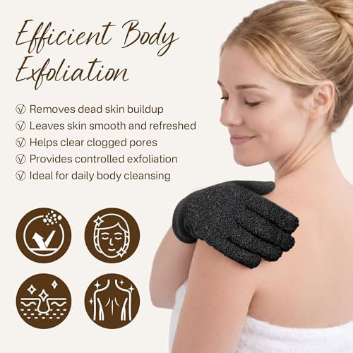 12 Pcs Exfoliating Gloves for Shower, Body Scrub Gloves, 6 Pairs, Nylon - Image 2