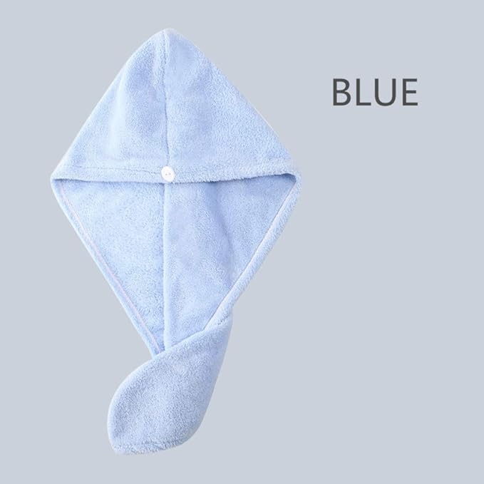 Microfiber Hair Drying Wrap Towel for Women Turban Fast Dry Blue