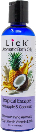 Lick Pineapple and Coconut Aromatic Bath Oil - Tropical Escape Aroma - Soothing Bath Soak Oils, 4 oz