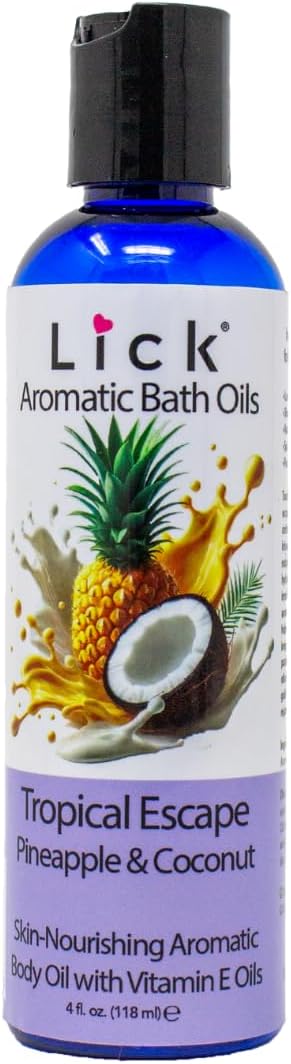 Lick Pineapple and Coconut Aromatic Bath Oil - Tropical Escape Aroma - Soothing Bath Soak Oils, 4 oz