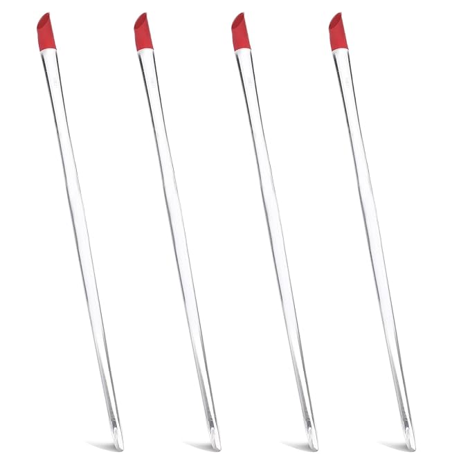 4 Pcs Rubber Tipped Cuticle Pusher, Dual-Ended Tipped Nail Art Tool, Red Hard Manicure Sticks, Nails Cleaner Tool, Remover Tools for Nail Care Polishing