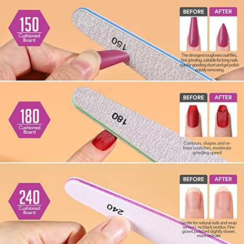 Teenitor Nail File Nail Buffer, 6 pcs Nail Files and Buffers for Natural Nails, Emery Boards for Nails, Nail Buffer and Shine Kit Nail Filer, Nail Buffer Block 100/180 Grit Nail Files Fingernail Files - Image 3