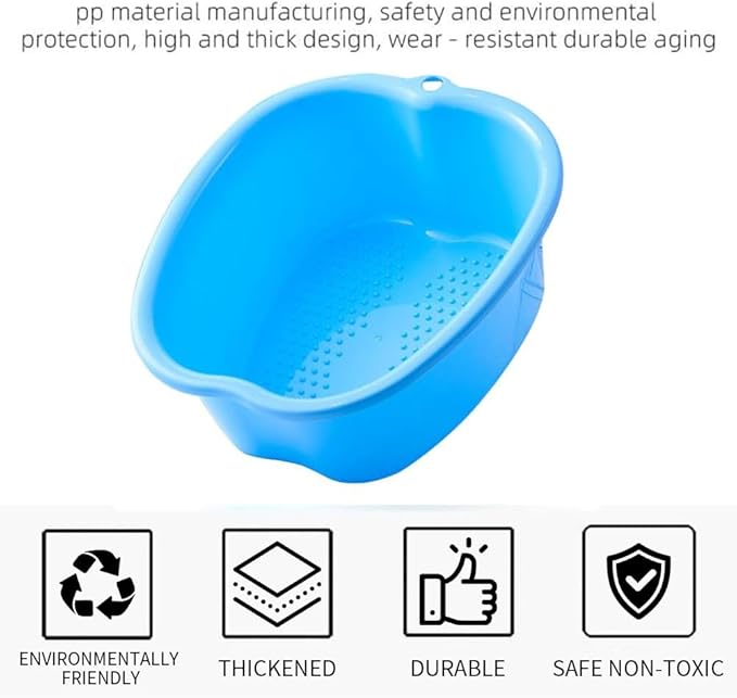 Foot Soaking Tub Sturdy Soaking Feet Bucket Large Size Foot Basin Thickened Massager Tub with Raised Massage Nodes Exfoliation Callus Pedicure Foots Spa Bath Bucket (2 PCS Blue)