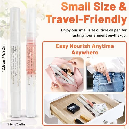 Meschett 2PCS Cuticle Oil Pens for Nail Care,Cuticle Revitalizer Oil Pen with Soft Brush,Cuticle Oil to Prevent Nail Cracking and Dry (Lily & Rose Flavor) - Image 6