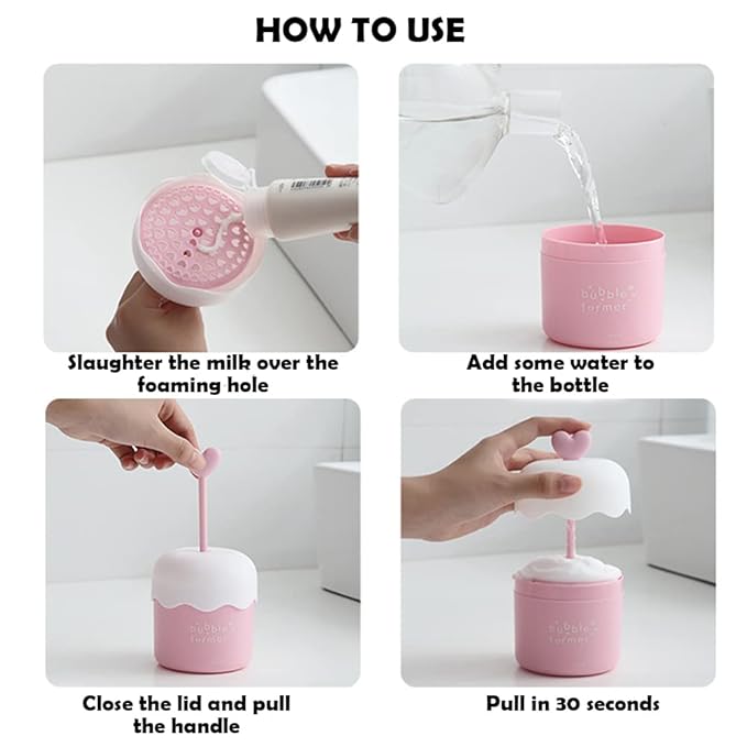 Face Wash Foam Maker, Facial Cleanser Foam Cup Froth Whip Bubble Maker Skin Care Face Wash Foamer, Deep Skincare Cleaner Tools, for Home Travel(COLOR:pink)