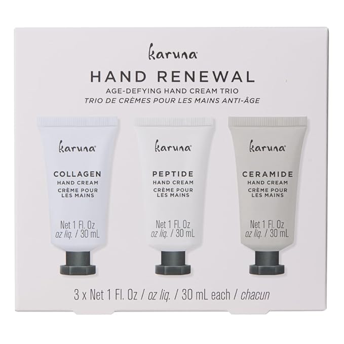 Karuna Age-Defying Hand Cream Trio, 3 Pack Hand Renewal (15ml Each) – Hydrating, Nourishing Hand Lotion Gift Set