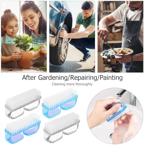 Larbois Handle Grip Nail Brush, Hand Fingernail Brush Cleaner Scrubbing Kit Pedicure for Toes and Nails Men Women (4 Pack) (Color-7) - Image 4