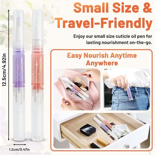 Meschett 2PCS Cuticle Oil Pens for Nail Care,Cuticle Revitalizer Oil Pen with Soft Brush,Cuticle Oil to Prevent Nail Cracking and Dry (Blueberry & Watermelon Flavor) - Image 6