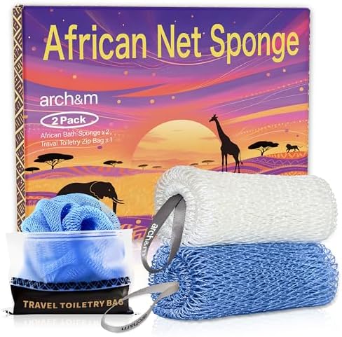 ARCH&M Authentic African Net Sponge with Knots 53", 2 Pack by ARCHM
