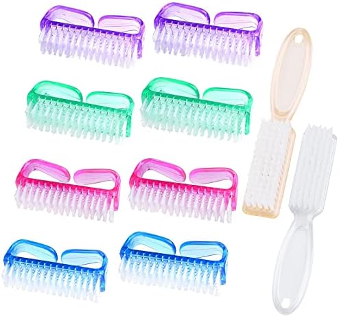 Handle Grip Nail Brush, Nail Cleaning Brushes Pedicure Scrubbing tool, Toes Fingernail Brush Scrub Cleaner kit for Men and Women 10 Pack (Multicolor) by MODENGKONGJIAN