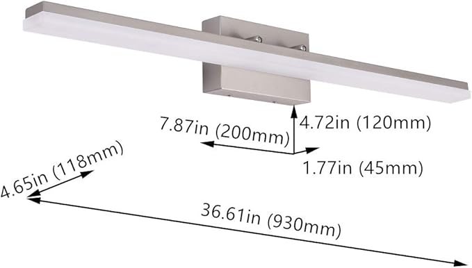 mirrea 36in Modern LED Vanity Light for Bathroom Lighting Dimmable 36w Brushed Nickel (Cold White 5000K)