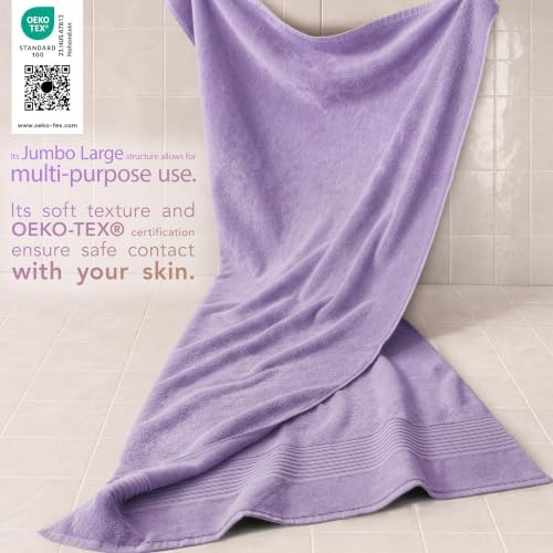 Cotton Paradise 100% Cotton Turkish Towel Set, Soft Absorbent Quick Dry, 2 Piece 35x70 Bath Sheet Set, Lilac - Image 3