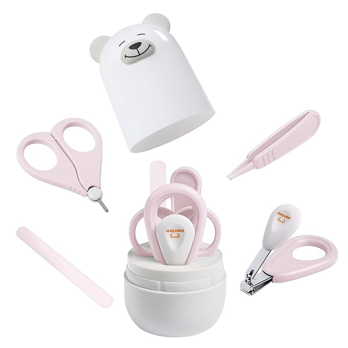 Baby Nail Clippers Set with Cute Case, Infant Fingernail and Toenail File Kit for Newborn Manicure and Pedicure, New Mom Grooming Gift