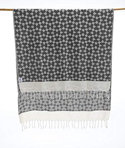 Turkish Bath Towel 100% Cotton, Hamman, Eco-Friendly Quick Dry Travel Sauna Spa Beach Pool (35 x 70 inches) Soft Absorbent, Picnic, Peshtemal Towels (Black Diamond)