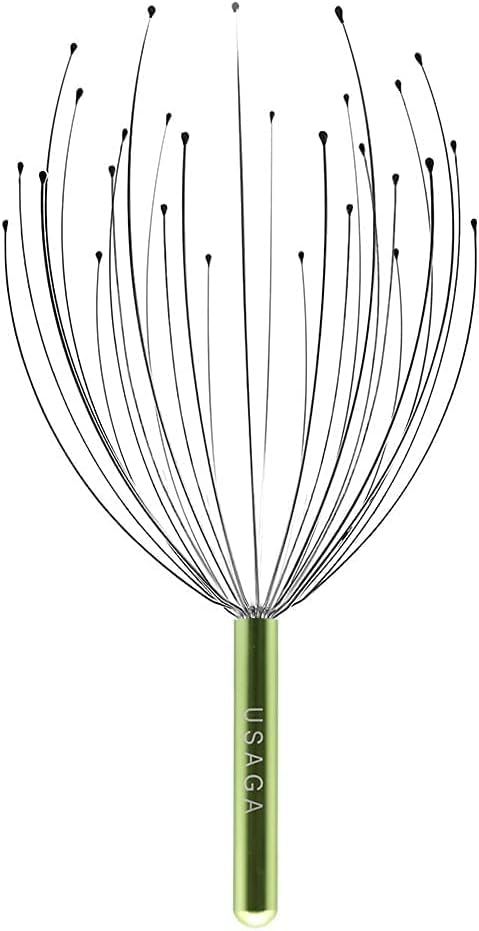 USAGA 28 Fingers Head Scratcher, Head Massager, Scalp Massager for Scalp Body Relaxing (Cyan)