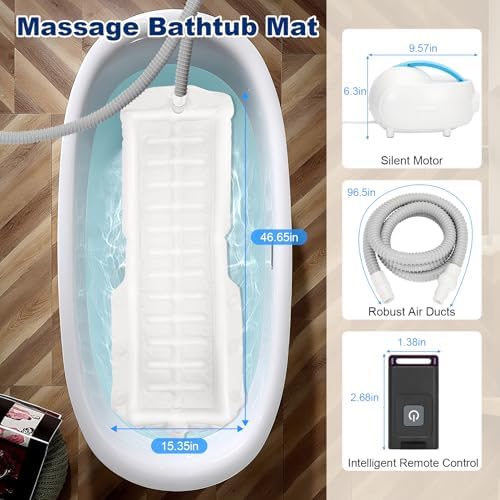 Bubble Bath Mat,Bubble Bath Massager for Smooth Bathtub – 3-Speed Adjustable Tub Spa Massager with Non-Slip Suction Cups and Remote Control – Ideal for Stress, Sore Muscles & Total Relaxation - Image 6