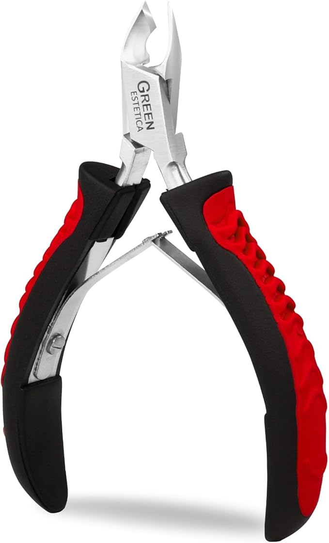 Cuticle Trimmer with Non-Slip Grip Handle Professional Stainless Steel Cuticle Cutter Sharp Blades Double Spring Cuticle Nippers for Nail Care Pedicure Manicure Nail Tools (Black & Red)