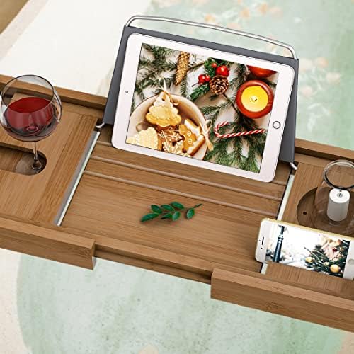 Bath Caddy Tray for Bathtub - Bamboo Adjustable Organizer Tray for Bathroom with Free Soap Dish Suitable for Luxury Spa or Reading(Walnut) - Image 6