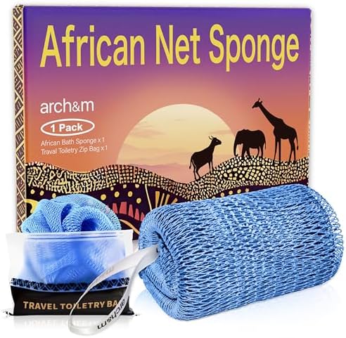 ARCH&M African Net Sponge Authentic Exfoliating Body Scrub Bath Sponge by ARCHM