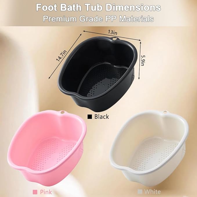 Foot Soaking Tub Large Size Foot Basin Sturdy Soaking Feet Bucket Massager Tub Exfoliation Callus Pedicure Foots Spa Bath Bucket for Women and Men (White)