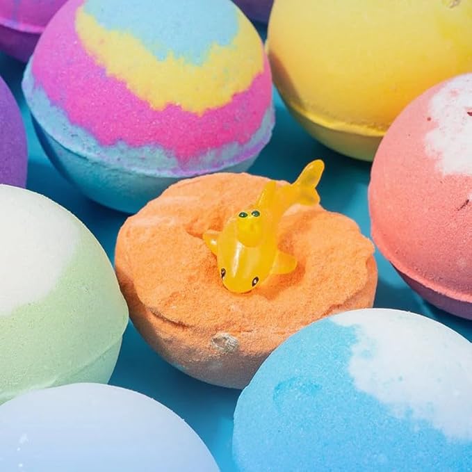 12-Piece Bath Bomb Gift Set for Kids, Bath Bombs for Kids with Surprise Inside, 12 Pack Kid Bath Bombs Gift Set, Organic Colorful Bubble Bath Fizzy Ball, Fun Educational Toy Fizzy (12PSC)